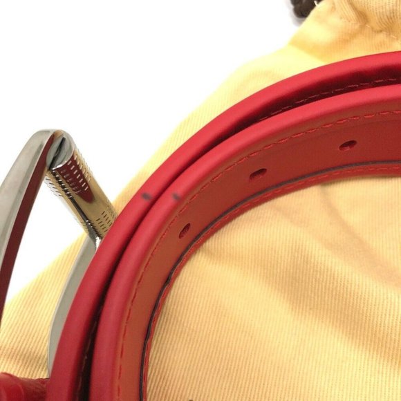 LOUIS VUITTON Damier Infini Ceinture stamp belt Leather Red/SilverHardwar